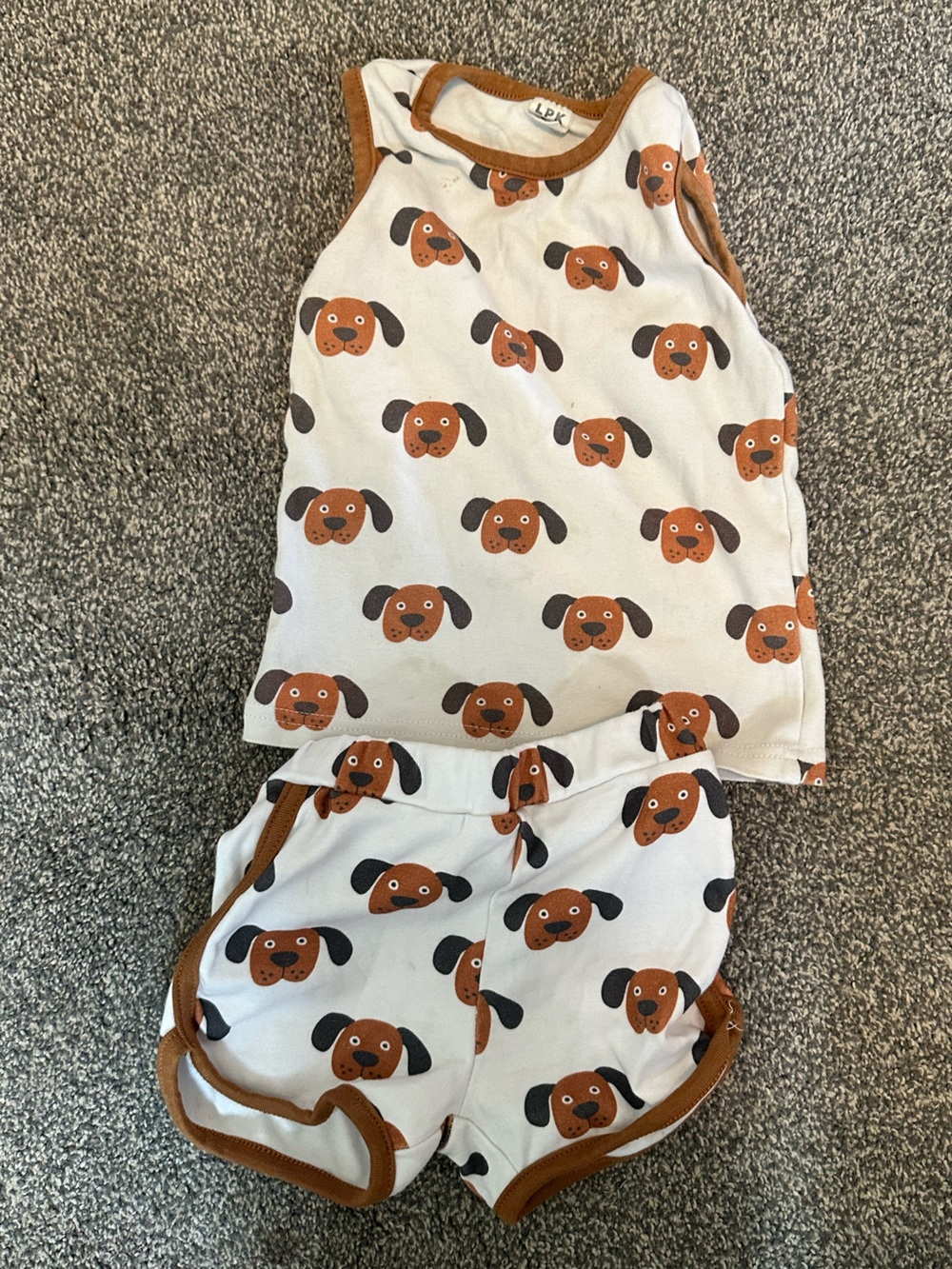 Kids matching set Brown Puppy Print